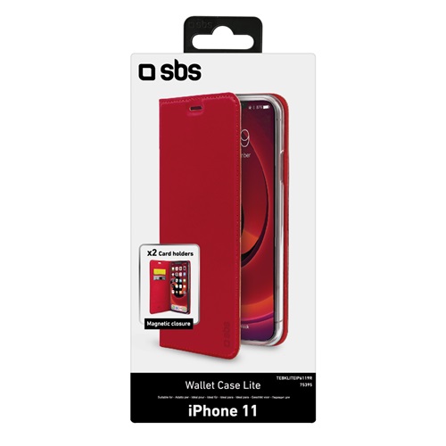 SBS műbőr fliptok iPhone 11-hez, piros