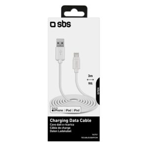 SBS USB 2.0 - lightning adatkábel, 3 m, fehér