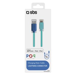 SBS Töltő- és adatkábel, Lightning Mfi, POP line, kék színben