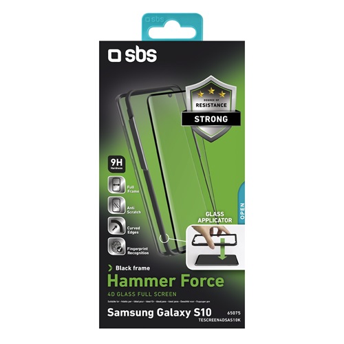 SBS kijelzővédő fólia, Samsung Galaxy S10, fekete szegély 1 SBS kijelzővédő fólia, Samsung Galaxy S10, fekete szegély
