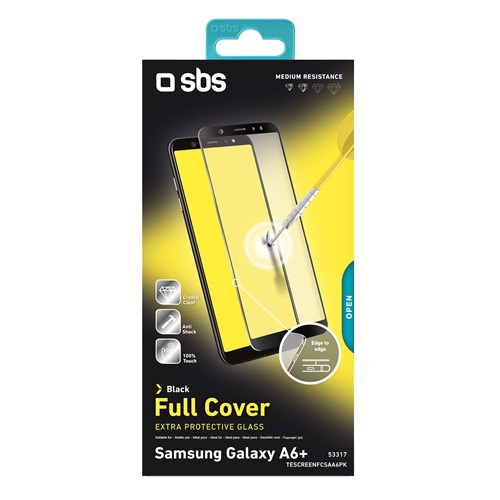 SBS kijelzővédő fólia Samsung Galaxy A6+, fekete szegély