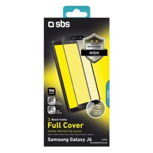 SBS Kijezővédő fólia, Samsung Galaxy J6, fekete szegély, teljes fedés